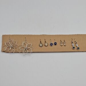 Elegant Silver and Gold Women's Earrings Set Of 5 Fashion Jewlery